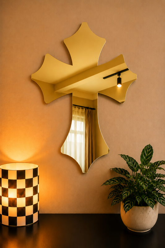 Chrome Cross Mirror – Y2K Aesthetic