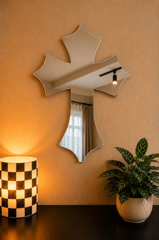Chrome Cross Mirror – Y2K Aesthetic