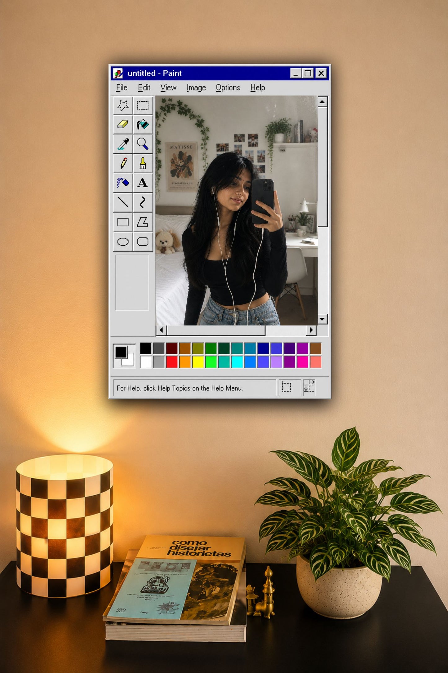 Old MS Paint Mirror – Retro Aesthetic Wall Mirror