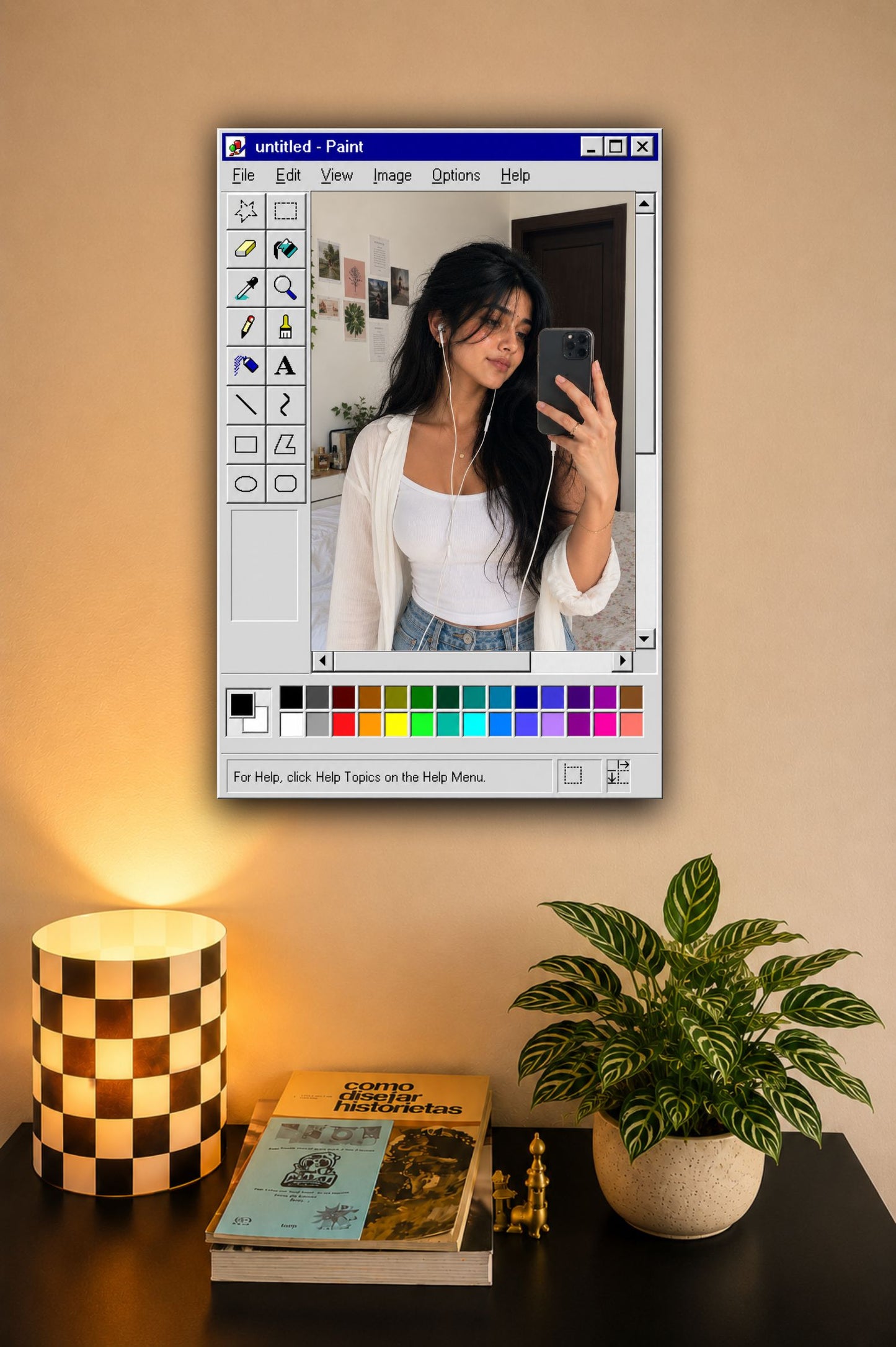 Old MS Paint Mirror – Retro Aesthetic Wall Mirror